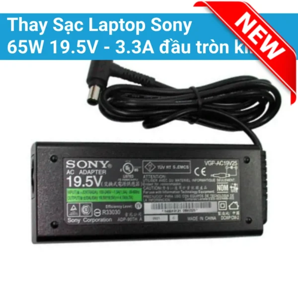 Thay Sạc Laptop Sony 65W 19.5V - 3.3A Đầu Tròn Kim