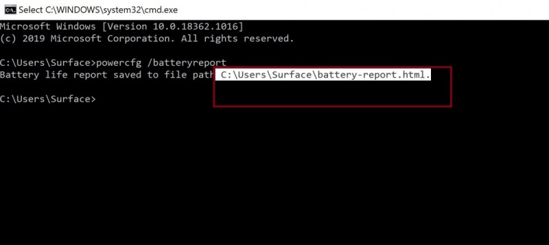 Tạo báo cáo thời lượng pin và lưu vào vị trí hiện tại mà bạn đặt với một tệp có tên là battery-report.html.