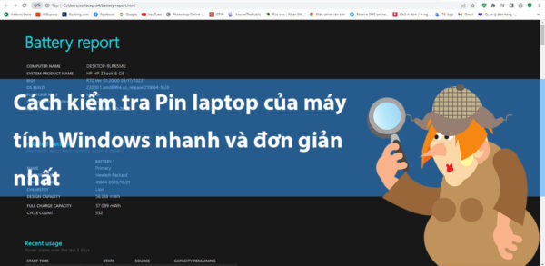 Cách kiểm tra Pin laptop của máy tính Windows nhanh và đơn giản nhất 1